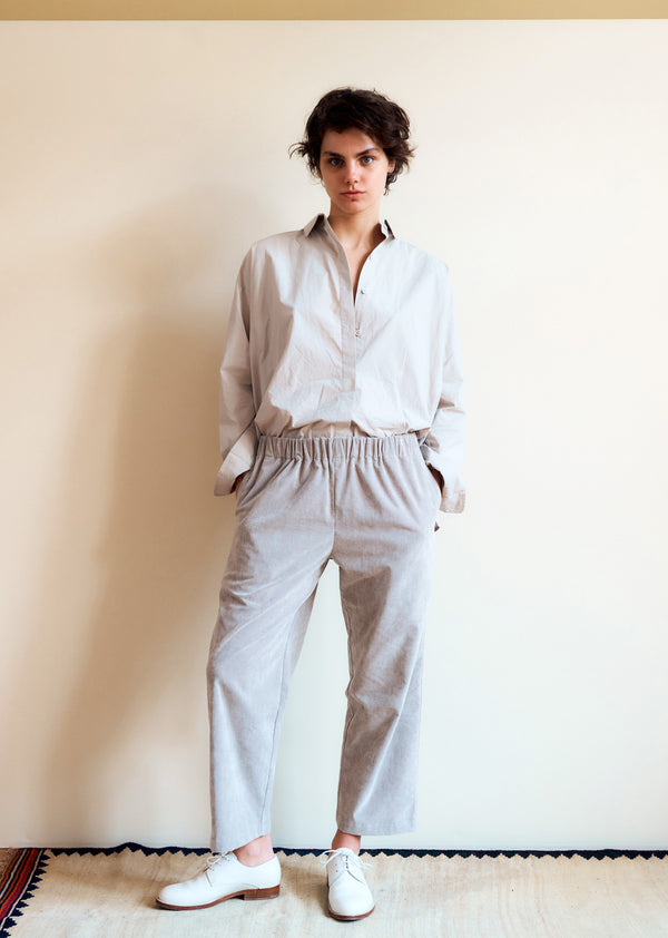 Caramel CHICHESTER WOMEN'S COTTON MIX TROUSERS - STONE GREY