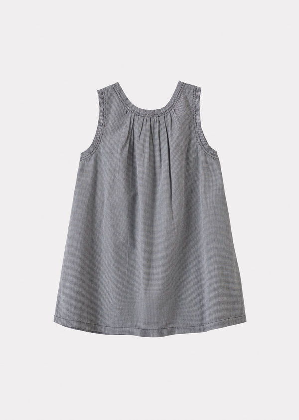 Caramel CICELY GIRL'S COTTON DRESS - BLACK MICRO CHECK