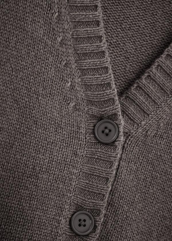 Caramel COPPER CHILDREN'S WOOL MIX CARDIGAN - DARK GREY