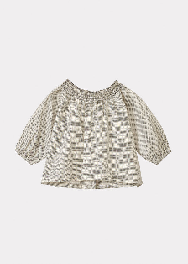 caramel COSTMARY BABY COTTON BLOUSE - MINI WHITE POLKA DOT