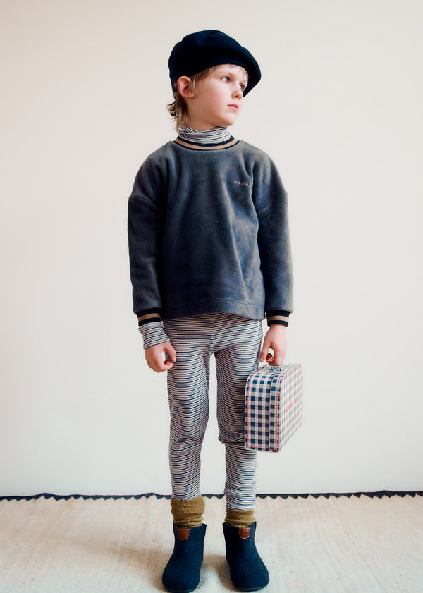 caramel DARTMOOR CHILDREN'S COTTON MIX SWEATER - DARK GREY