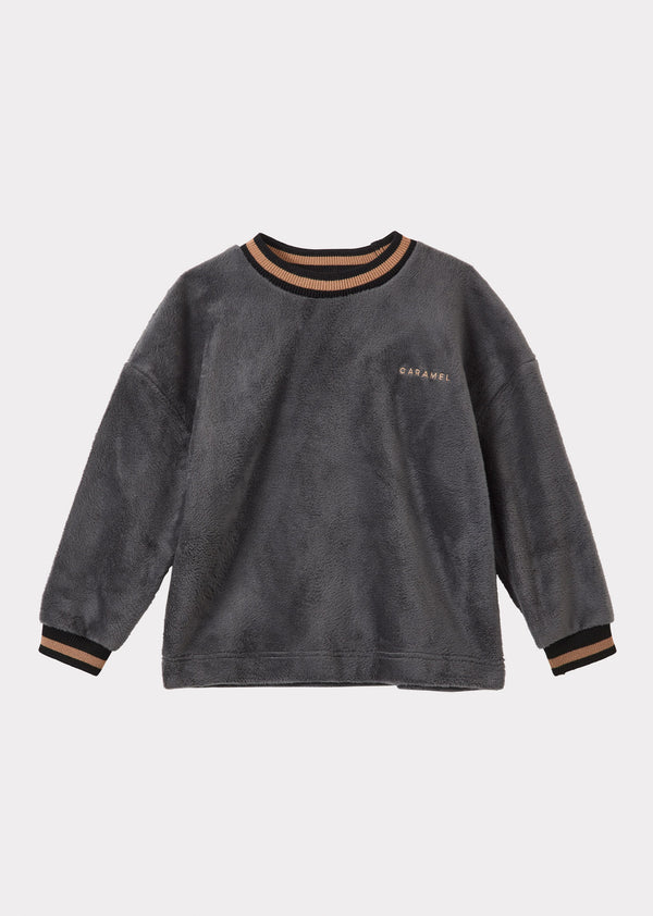 Caramel DARTMOOR CHILDREN'S COTTON MIX SWEATER - DARK GREY