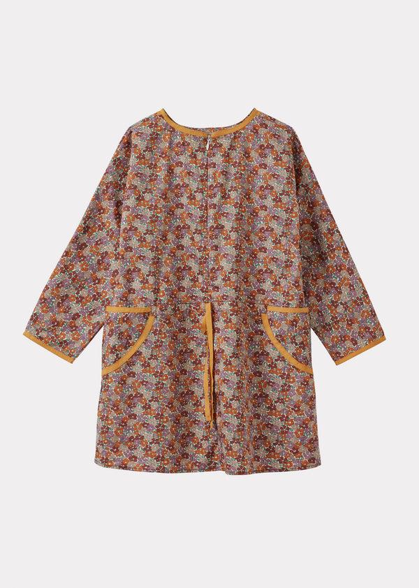 Caramel EDEN GIRL'S COTTON TANA LAWN DRESS - LIBERTY SADIE ROSE PRINT