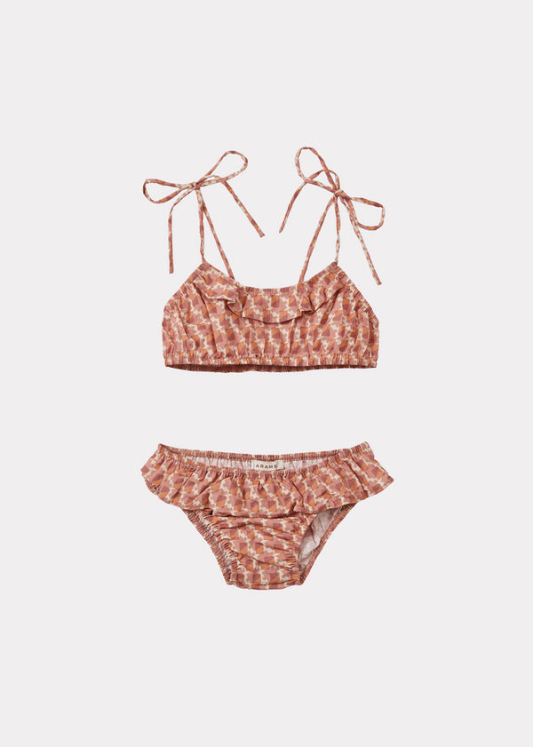 caramel EGERIA GIRL'S COTTON BIKINI - MAUVE GEO PRINT