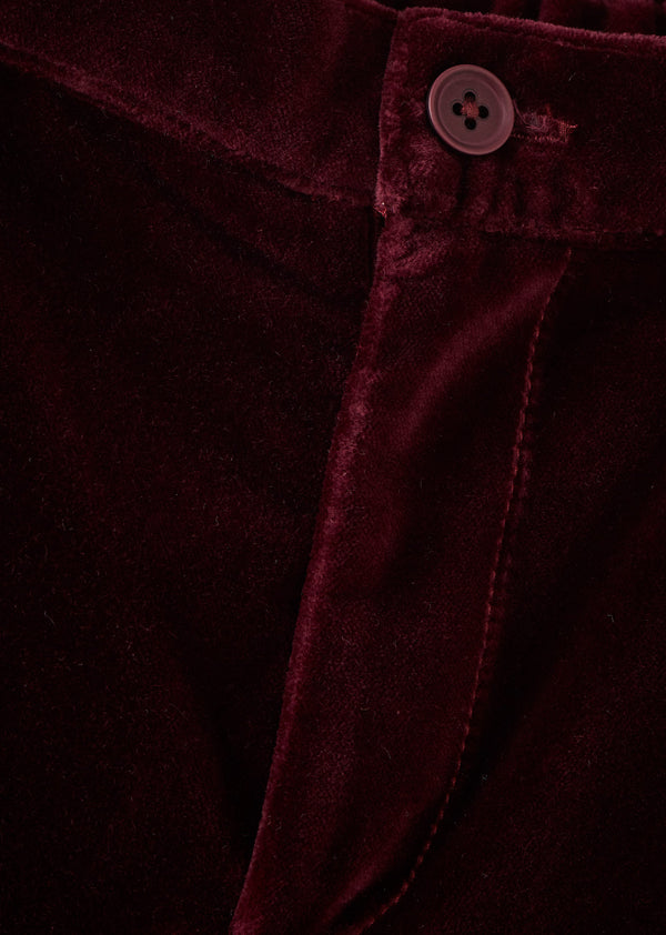 Caramel ERODIUM CHILDREN'S COTTON VELVET TROUSERS - BURGUNDY
