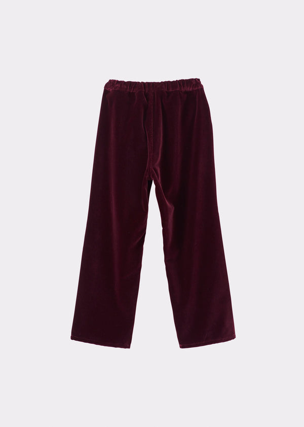 Caramel ERODIUM CHILDREN'S COTTON VELVET TROUSERS - BURGUNDY