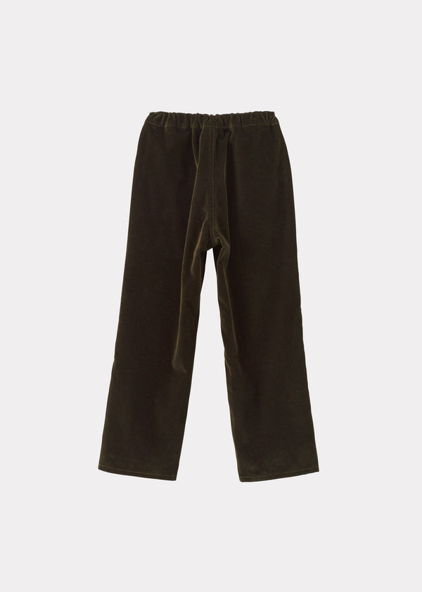 Caramel ERODIUM CHILDREN'S COTTON VELVET TROUSERS - FOREST GREEN