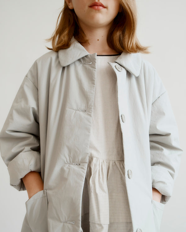 Caramel ETTA GIRL'S COTTON DRESS - OFF-WHITE / BLACK MICRO-CHECK