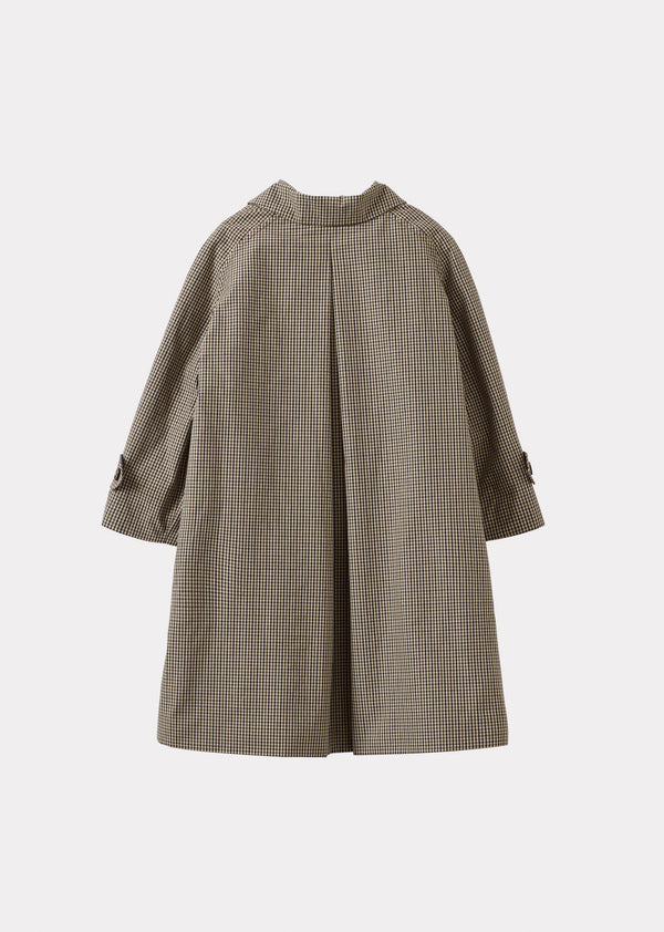 Caramel FELIX CHILDREN'S COTTON COAT - BEIGE MICRO-CHECK
