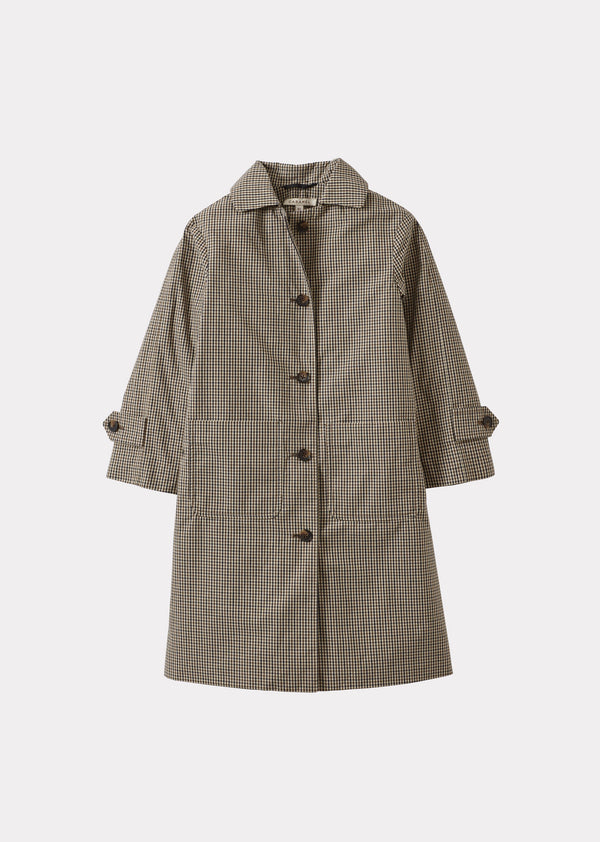 caramel FELIX CHILDREN'S COTTON COAT - BEIGE MICRO-CHECK