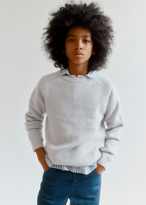 Caramel FENNEL CHILDREN'S CASHMERE JUMPER - PALE GREY