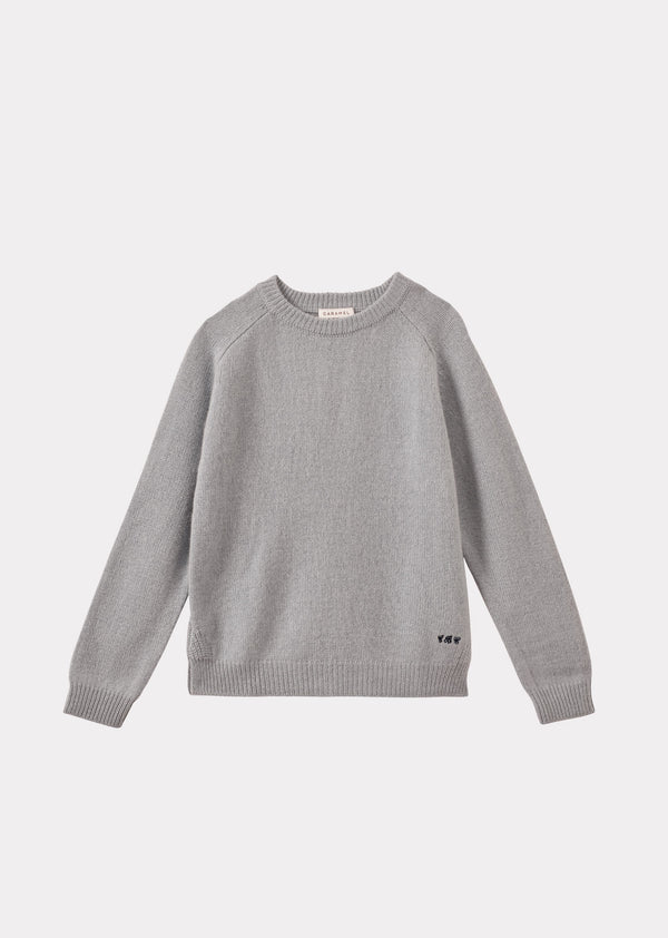 caramel FENNEL CHILDREN'S CASHMERE JUMPER - PALE GREY