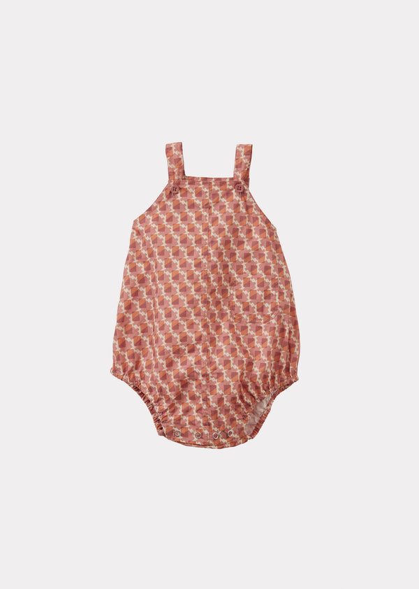 Caramel FLURY BABY COTTON POPLIN ROMPER - MAUVE GEO PRINT