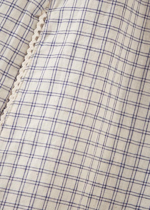 Caramel GINGER GIRL'S COTTON DRESS - WHITE / NAVY CHECK