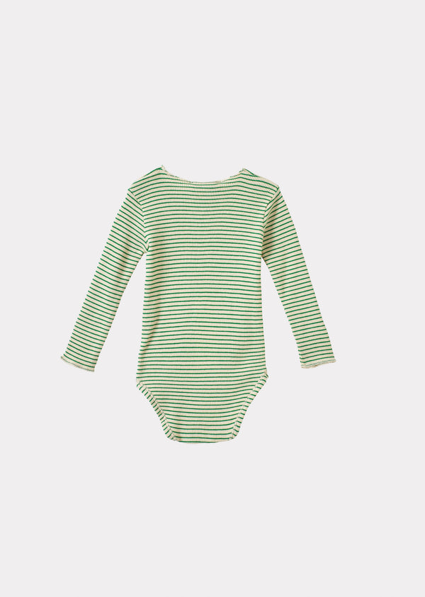 Caramel HANAU BABY COTTON ROMPER - EMERALD GREEN/CREAM