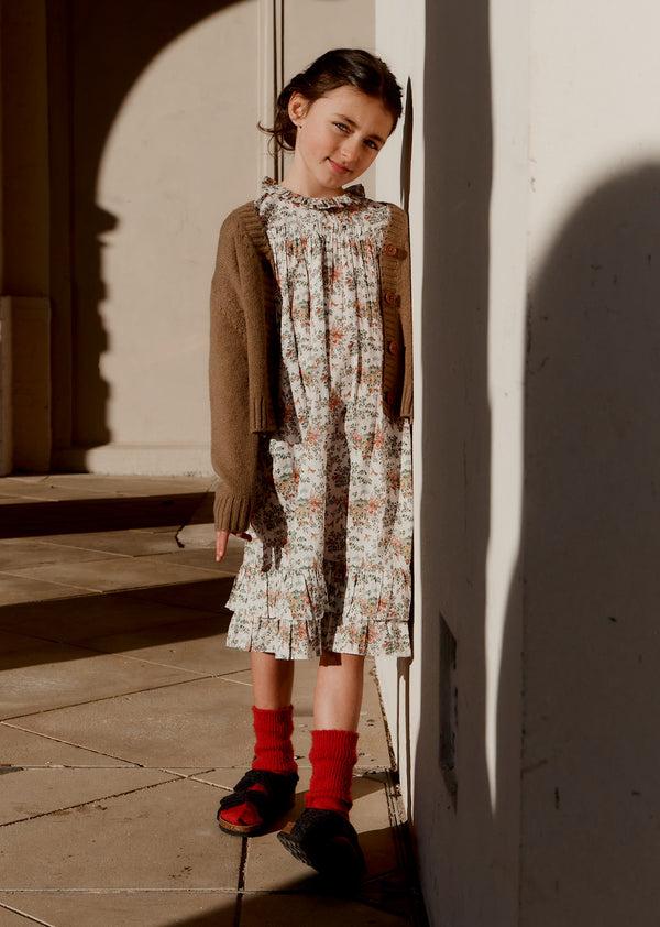 Caramel HELIOS CHILDREN'S COTTON DRESS - LIBERTY MINIATURE WONDERLAND