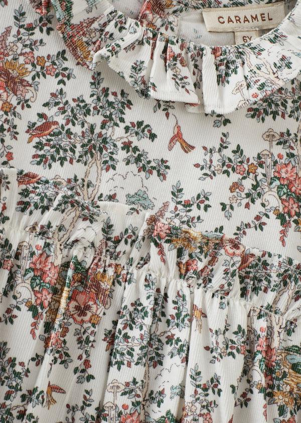 Caramel HELIOS CHILDREN'S COTTON DRESS - LIBERTY MINIATURE WONDERLAND