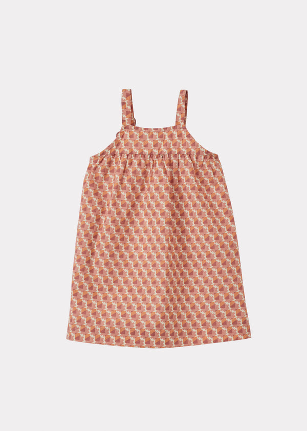 Caramel IBERA BABY GIRL'S COTTON DRESS - MAUVE GEO PRINT