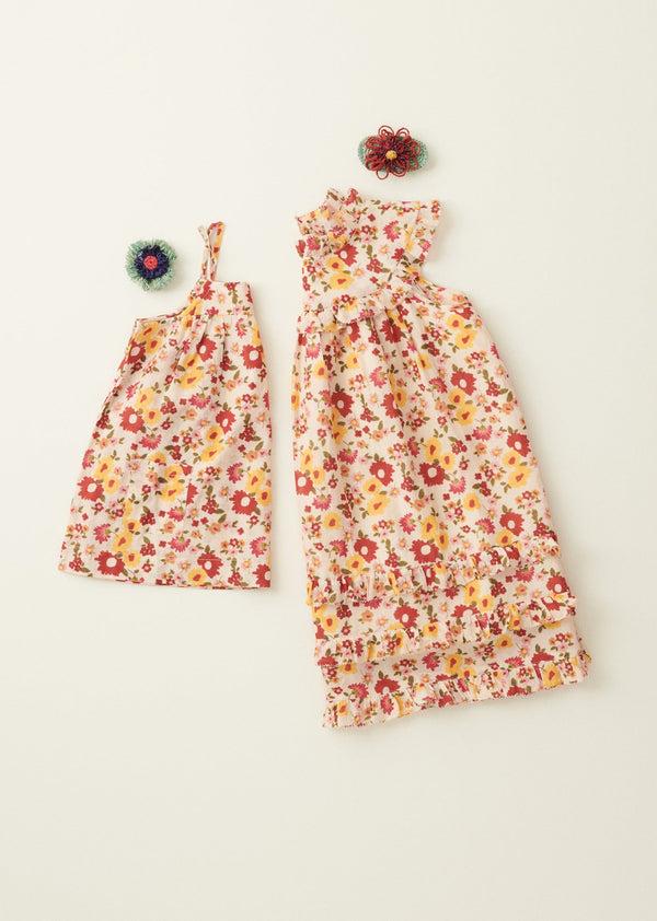 Caramel IBERA BABY GIRL'S COTTON DRESS - VINTAGE FLORAL