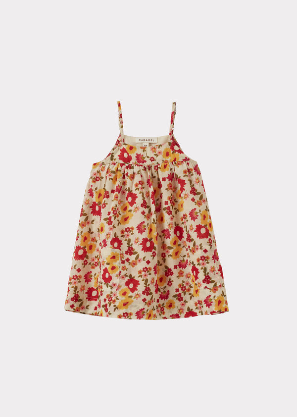 caramel IBERA BABY GIRL'S COTTON DRESS - VINTAGE FLORAL