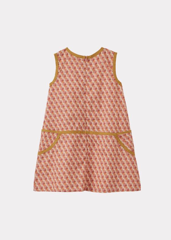 Caramel IRIE GIRL'S COTTON POPLIN DRESS - MAUVE GEO PRINT