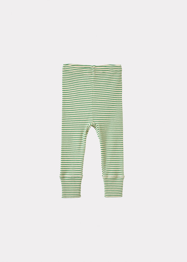 caramel JUDD BABY COTTON LEGGINGS - EMERALD GREEN/CREAM