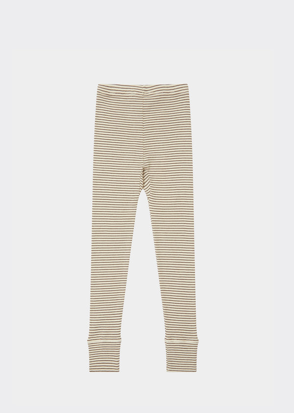 Caramel JUDD CHILDREN'S COTTON LEGGINGS - CREAM/CHOCOLATE STRIPE