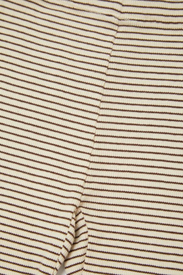 Caramel JUDD CHILDREN'S COTTON LEGGINGS - CREAM/CHOCOLATE STRIPE