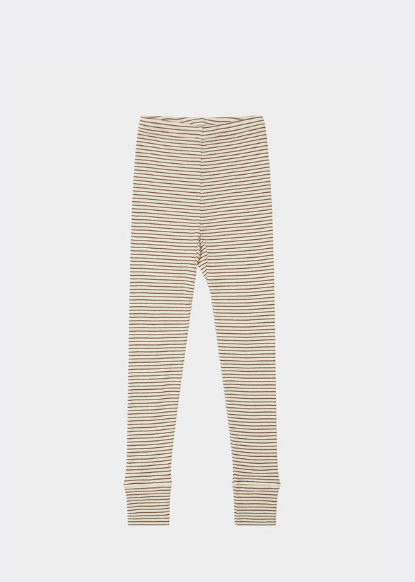caramel JUDD CHILDREN'S COTTON LEGGINGS - CREAM/CHOCOLATE STRIPE