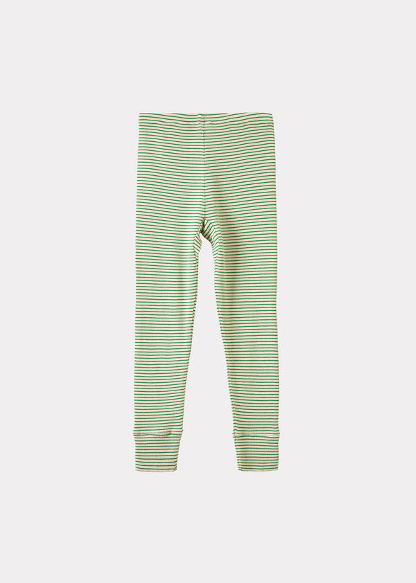Caramel JUDD CHILDREN'S COTTON LEGGINGS - EMERALD GREEN/CREAM