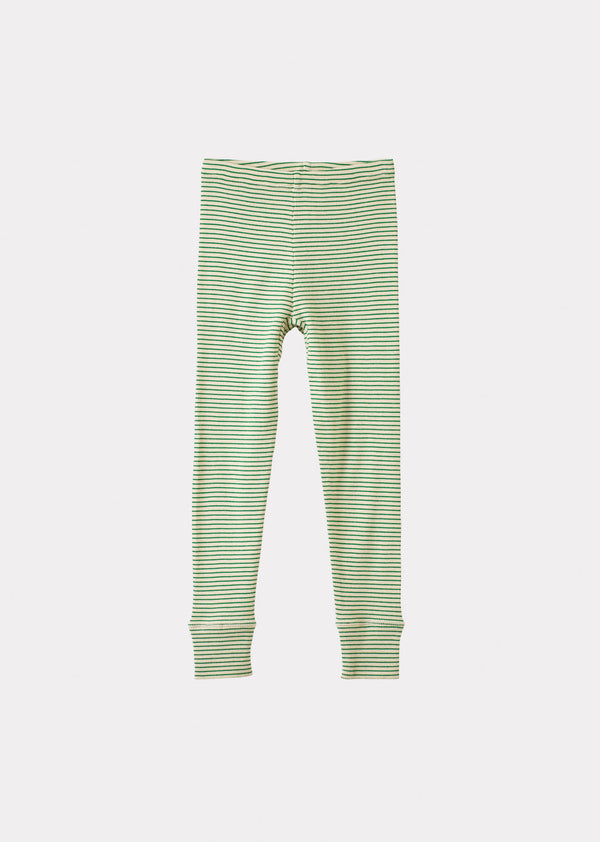 caramel JUDD CHILDREN'S COTTON LEGGINGS - EMERALD GREEN/CREAM