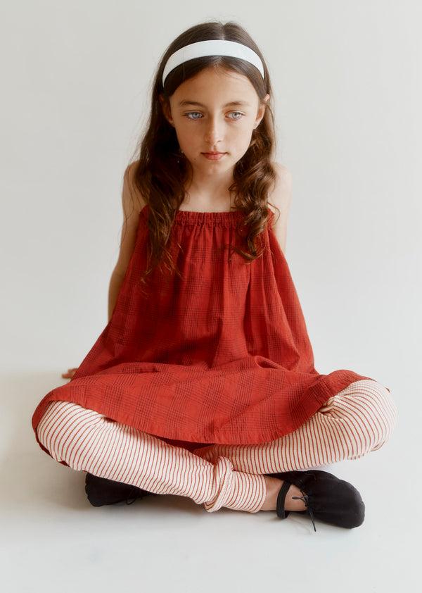 Caramel JUDD CHILDREN'S COTTON LEGGINGS - REDCURRANT/CREAM