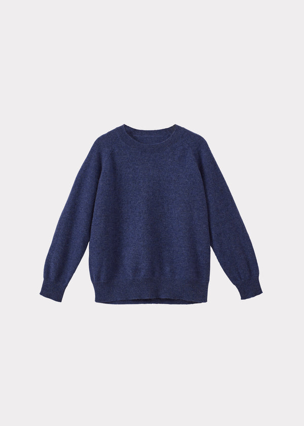 caramel KEIRA CHILDREN'S CASHMERE JUMPER - UNIFORM BLUE