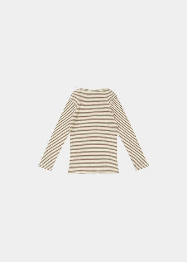 Caramel KISHON BABY COTTON T-SHIRT - CREAM/CHOCOLATE STRIPE