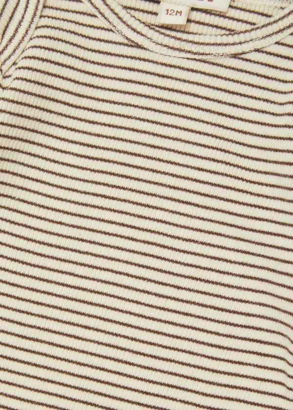 Caramel KISHON BABY COTTON T-SHIRT - CREAM/CHOCOLATE STRIPE