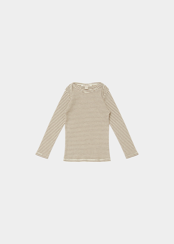 caramel KISHON BABY COTTON T-SHIRT - CREAM/CHOCOLATE STRIPE