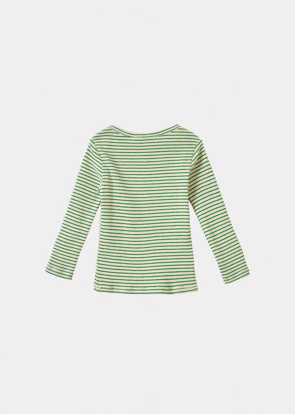 Caramel KISHON BABY COTTON T-SHIRT - EMERALD GREEN/CREAM