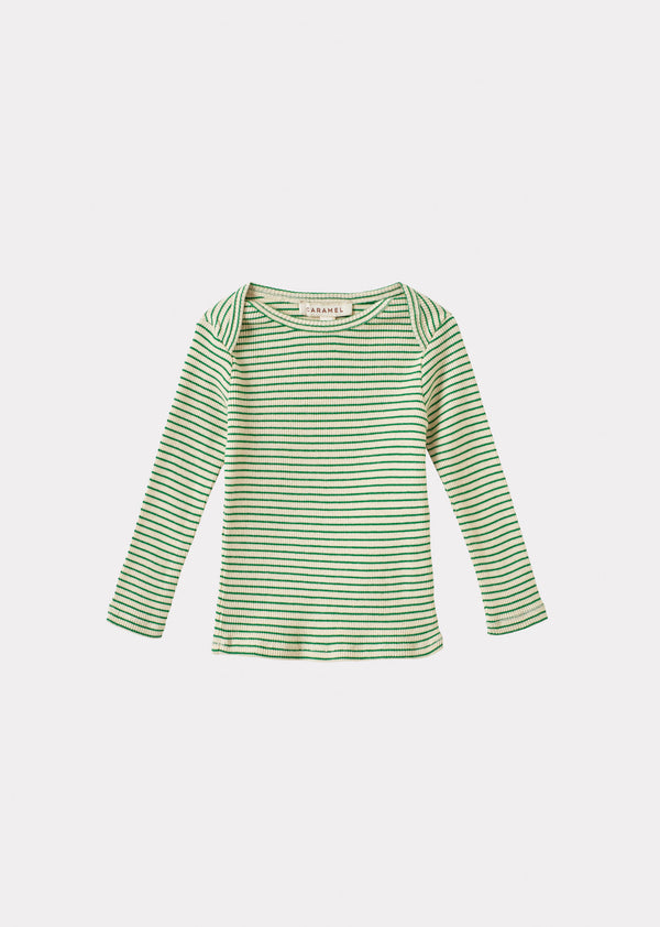 caramel KISHON BABY COTTON T-SHIRT - EMERALD GREEN/CREAM