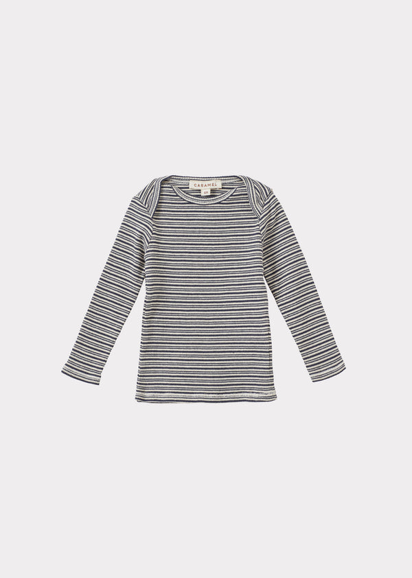 caramel KISHON BABY COTTON T-SHIRT - GREY/ECRU STRIPE