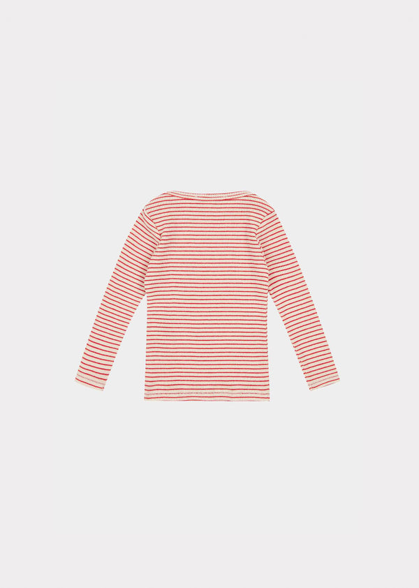 Caramel KISHON BABY COTTON T-SHIRT - REDCURRANT / CREAM