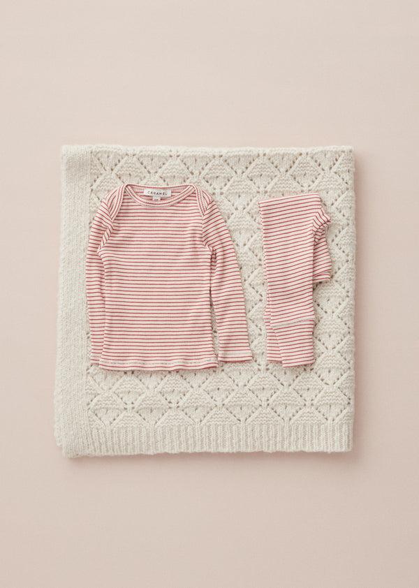 Caramel KISHON BABY COTTON T-SHIRT - REDCURRANT / CREAM
