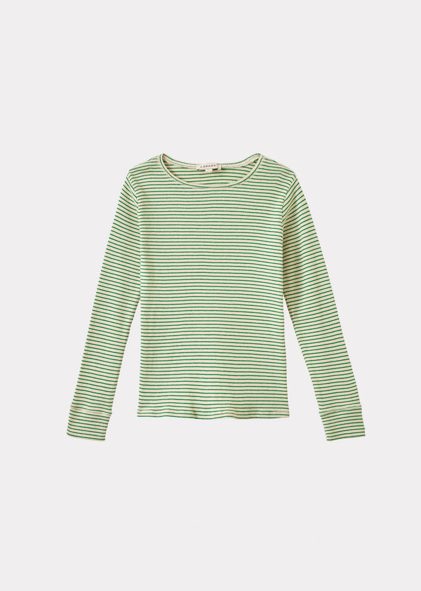 caramel KISHON CHILDREN'S COTTON T-SHIRT - EMERALD GREEN/CREAM