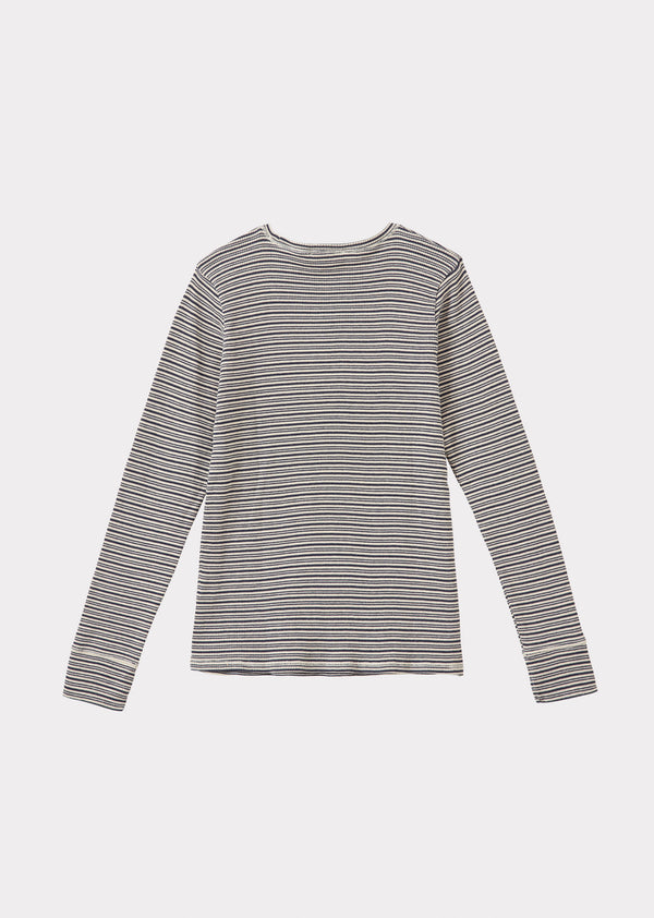 Caramel KISHON CHILDREN'S COTTON T-SHIRT - GREY / ECRU STRIPE
