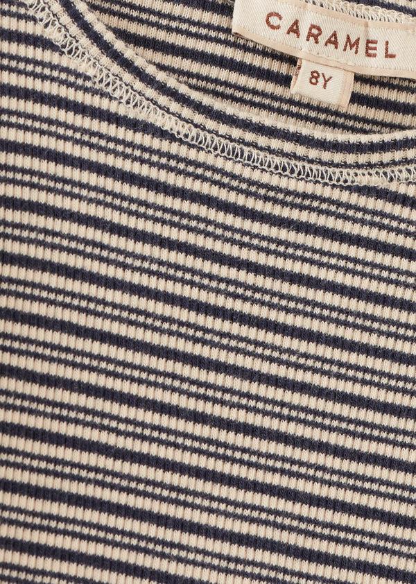 Caramel KISHON CHILDREN'S COTTON T-SHIRT - GREY / ECRU STRIPE