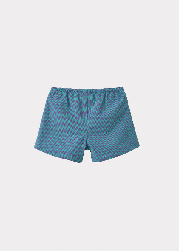 Caramel KOHLRABI BABY SWIM SHORTS - AQUA/PURPLE CHECK