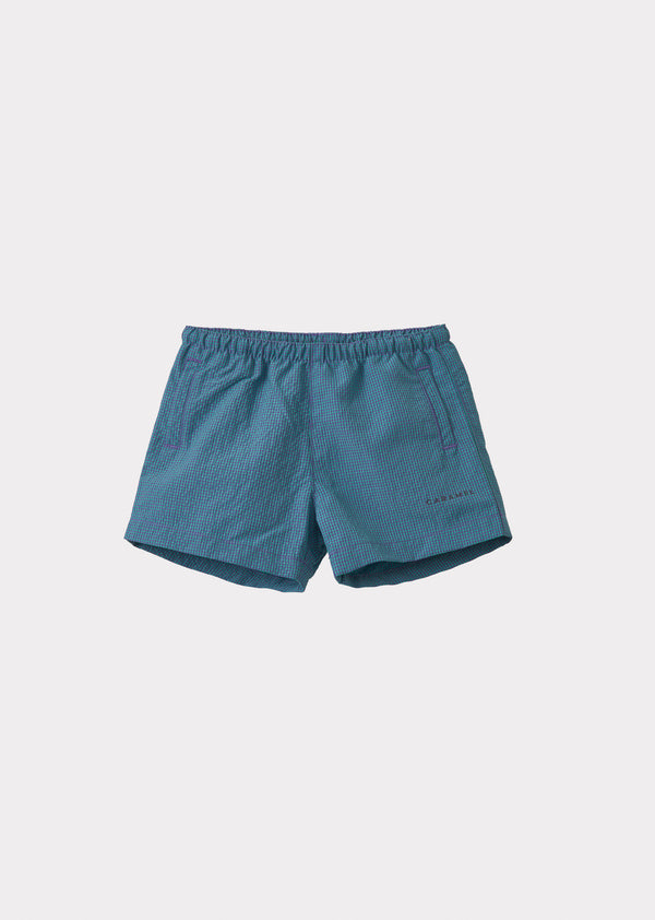 caramel KOHLRABI BABY SWIM SHORTS - AQUA/PURPLE CHECK