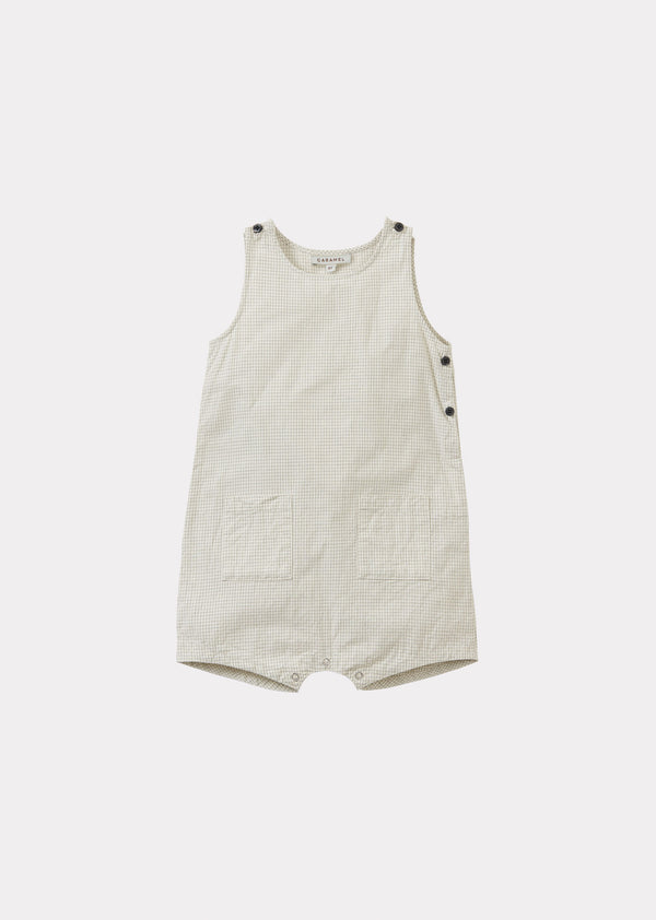 caramel KURRAT BABY COTTON ROMPER - OFF-WHITE / BLACK MICRO-CHECK