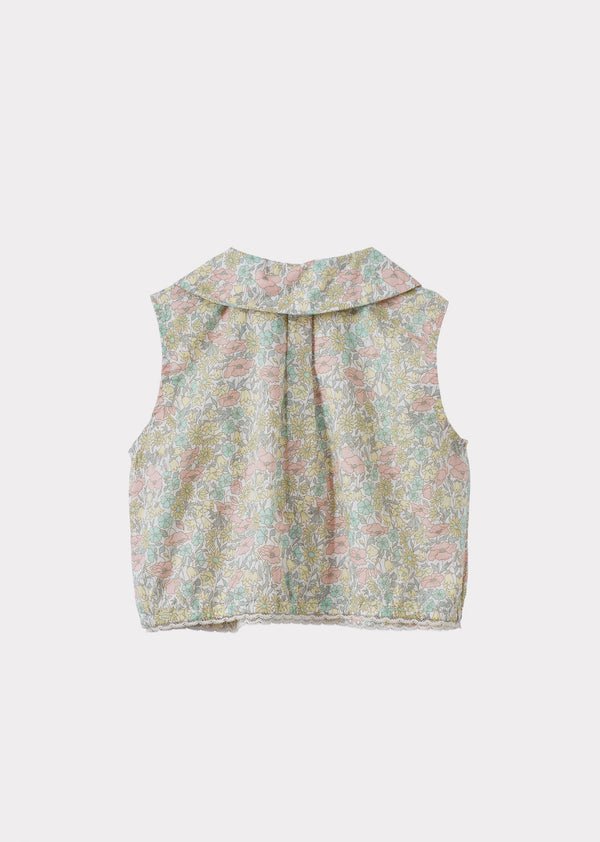 Caramel LAINA GIRL'S TOP - LIBERTY POPPY AND DAISY PRINT