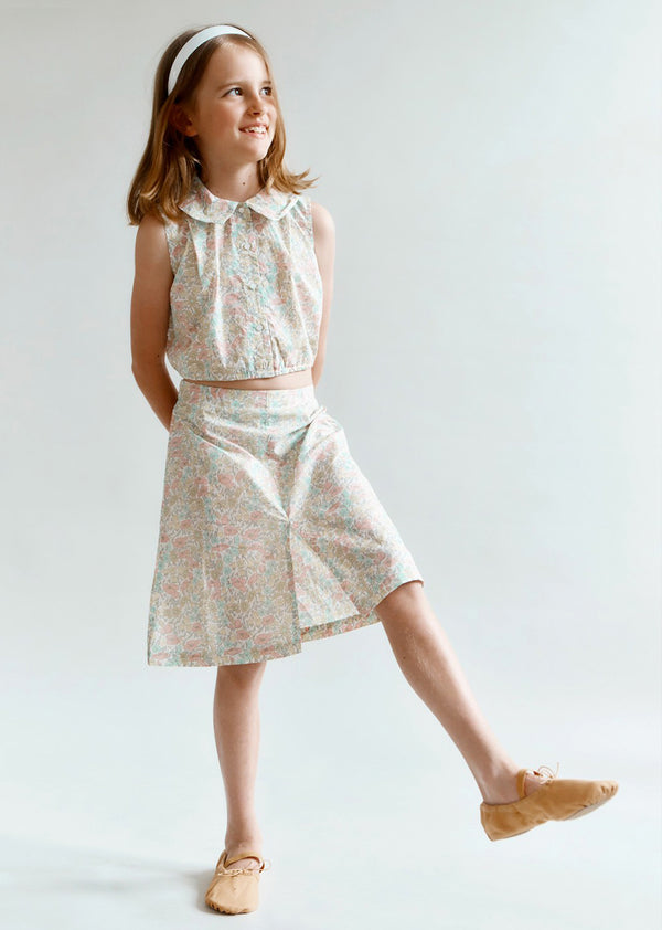 Caramel LAINA GIRL'S TOP - LIBERTY POPPY AND DAISY PRINT