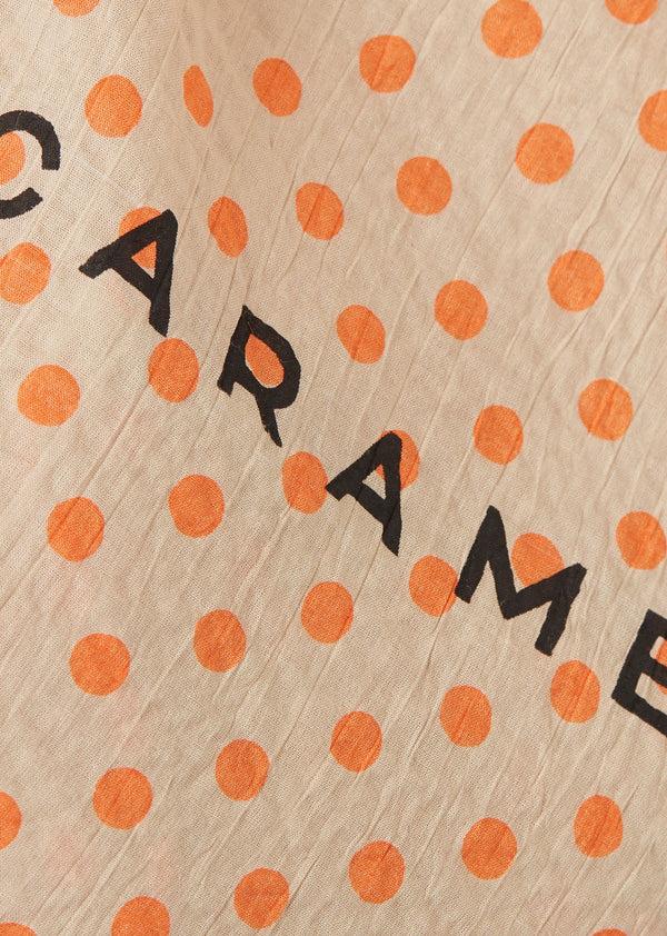 Caramel LAVENDULA BABY MIRACLE WEAVE COTTON ROMPER & BONNET SET - ORANGE POLKA DOT